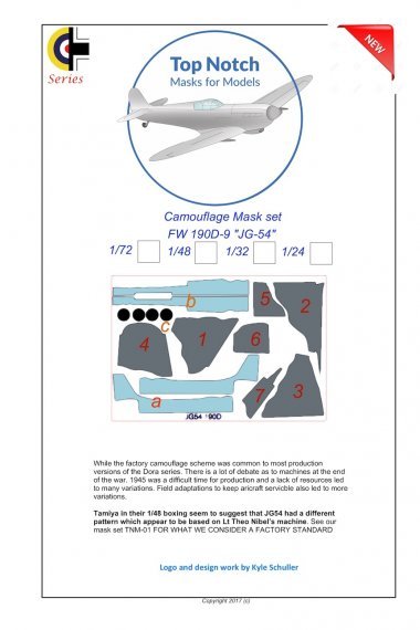 1/72 Focke-Wulf Fw-190D JG-54 Camouflage pattern paint Mask