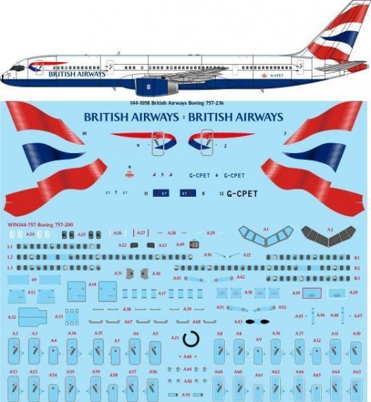 1/144 British Airways Boeing 757-236 decal