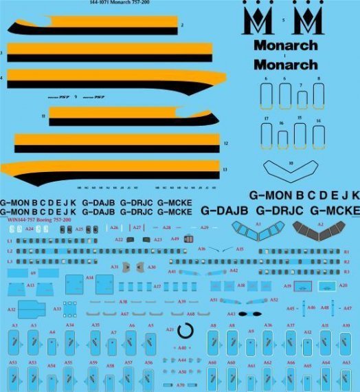 1/144 Monarch Boeing 757-200 decal