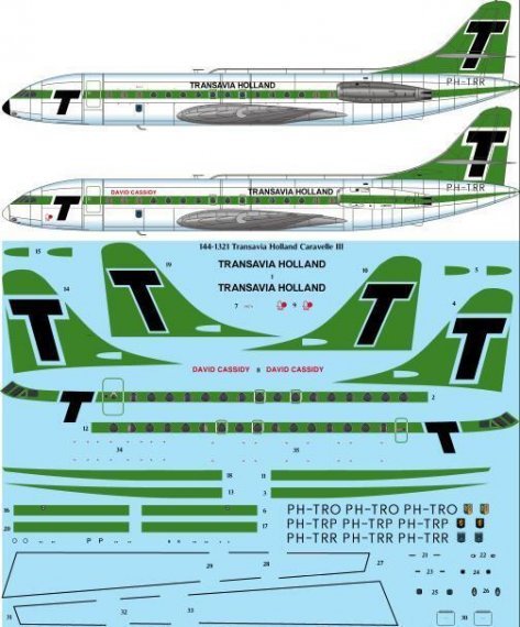 1/144 Transavia Holland Caravelle III laser decal for A-Model