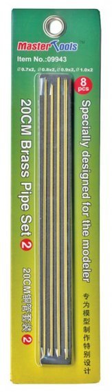 20cm Brass Pipe Set 2 (0.7, 0.8, 0.9 & 1.0 x 200mm 2 pcs each)