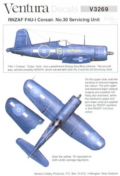 Ventura Decals F4U-1 Corsair RNZAF 1/32