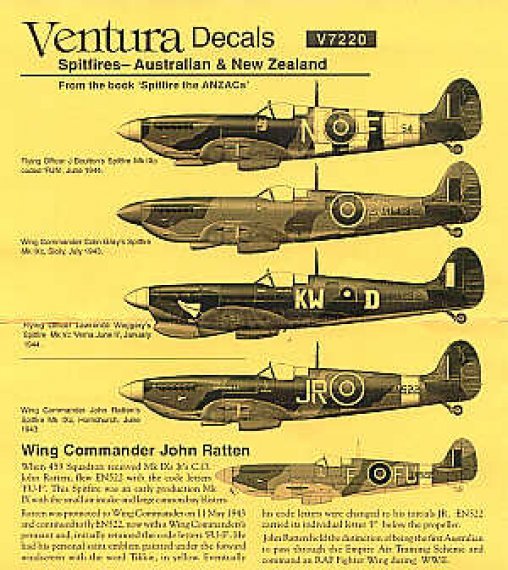 Ventura Decals Spitfire RAAF RNZAF 1/72