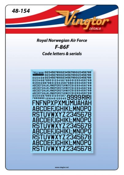 1/48 North-American F-86F Sabre, Squadron codes & serials, RNoAF