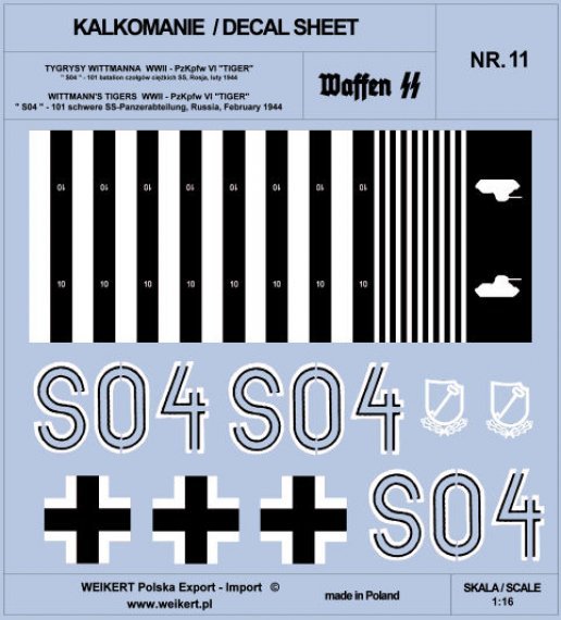 1/16 TIGER I S04 101st SS, Russia, Febr. 1944 decal