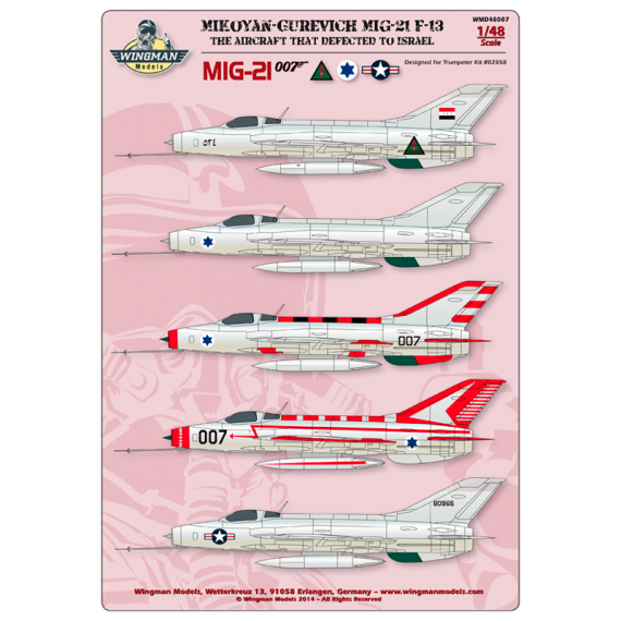 Wingman Models Decals MiG-21 F-13 007 1/48