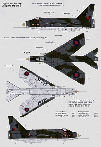 1/32 BAC/EE Lightning F.3 XR720/M 11 Sqn RAF Binbrook 1973-76