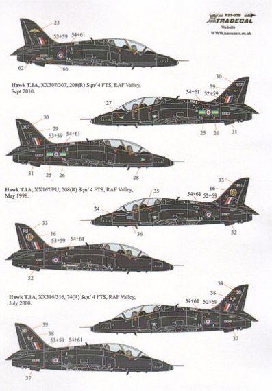 1/32 BAe Hawk T.1A Late overall black schemes