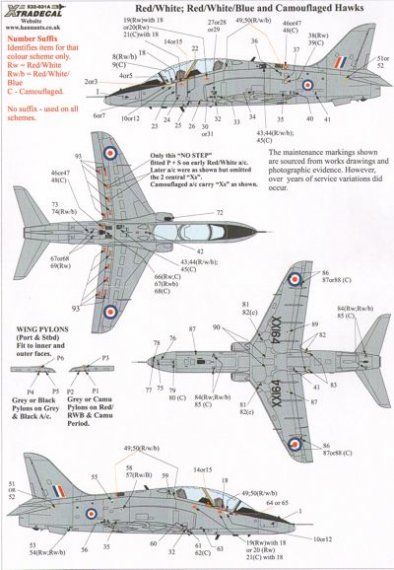 Xtradecal BAe Hawk T.1 Maintenance Marks Decals 1/32