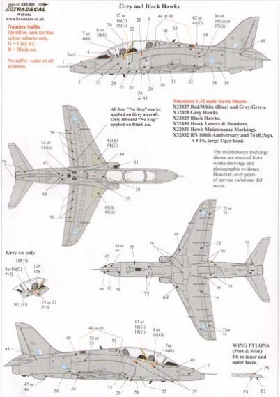 Xtradecal BAe Hawk T.1 Maintenance Marks Decals 1/32