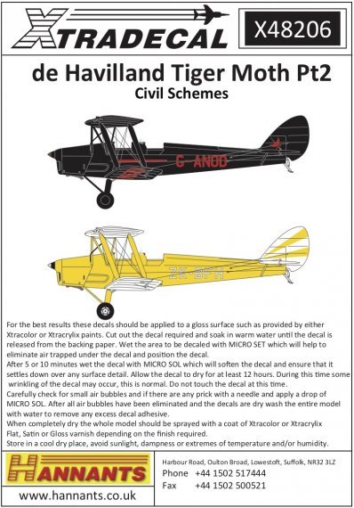 1/48 De Havilland DH.82a Tiger Moth Pt2 Civil Schemes