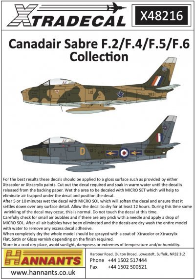 1/48 Canadair Sabre F.2/F.4/F.5/F.6