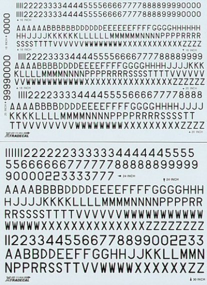 1/72 RAF Post War Serial Letters and Numbers, Black. 16, 18 ,