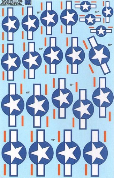 1/72 US National Insignia. Stars and Bars with optional red bar.