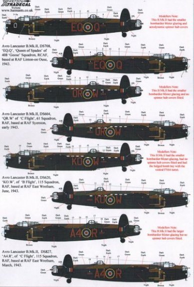 1/72 Avro Lancaster B.Mk.II 1943 (7) DS708 EQ-Q 'Queen of Spade