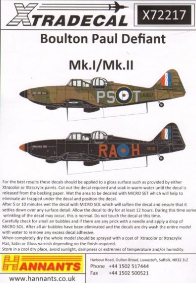 1/72 Boulton Paul Defiant Mks.1