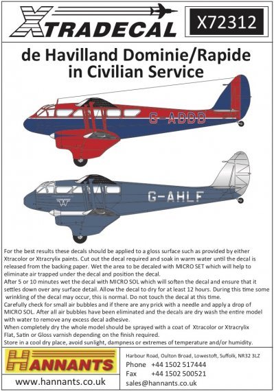 1/72 De Havilland Rapide in Civilian Service