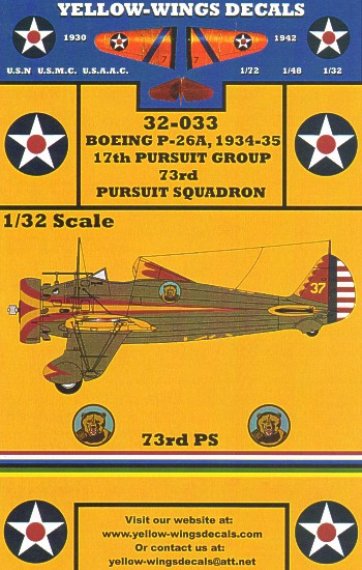 Yellow Wings Decals P-26A/P-26C Peashooter 1/32