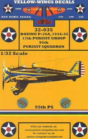 Yellow Wings Decalcomanie P-26A/P-26C Peashooter 1/32