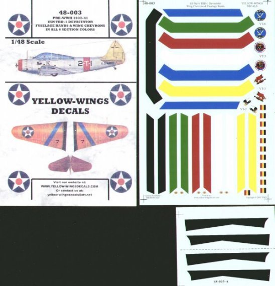 Yellow Wings Decalcomanie TBD-1 Devastator 1/48