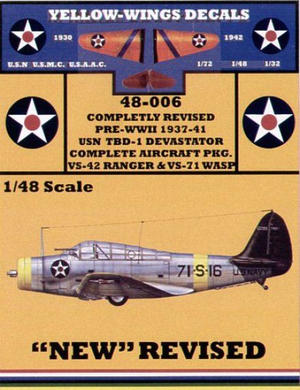 Yellow Wings Decalcomanie TBD-1 Devastator 1/48