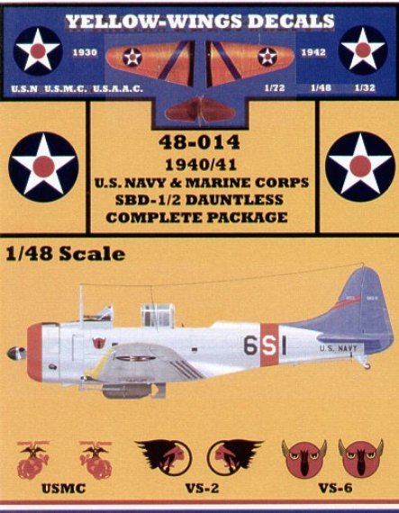 Yellow Wings Decalcomanie SBD Dauntless 1/48 Doppio
