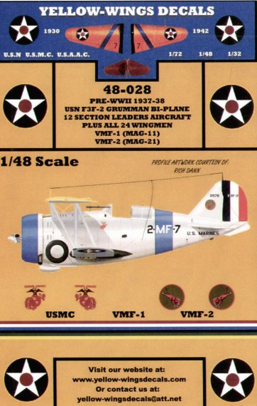 Yellow Wings Decals F3F-1 Grumman 1/48