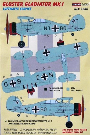 1/72 Decals Gloster Gladiator Mk.I (Luftwaffe)