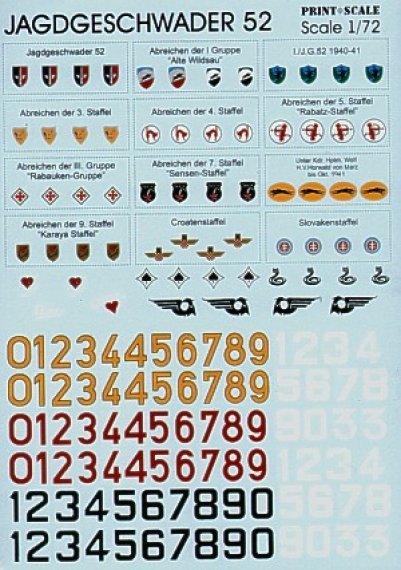 1/72 Jagdgeschwader 52 Group and Staffel badges and fighter code
