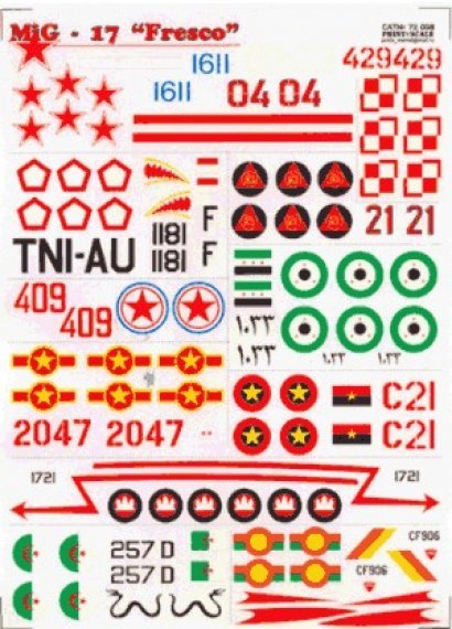 Print Scale 1/72 Mikoyan MiG-17F Fresco D�calques