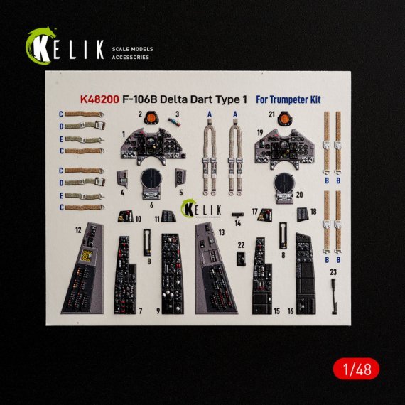 Kelik 1/48 F-106B Delta Dart Int�rieur 3D Type 1