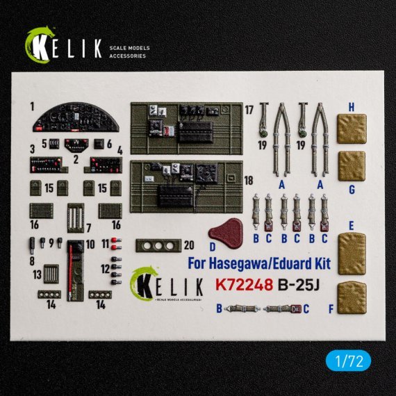 Kelik 1/72 Interno 3D B-25J per Eduard