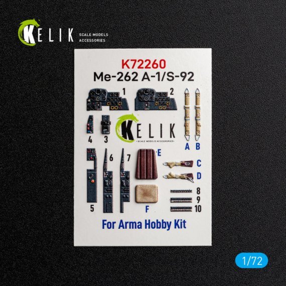 Kelik Me-262 A-1/S-92 Interno 3D 1/72 Arma Hobby