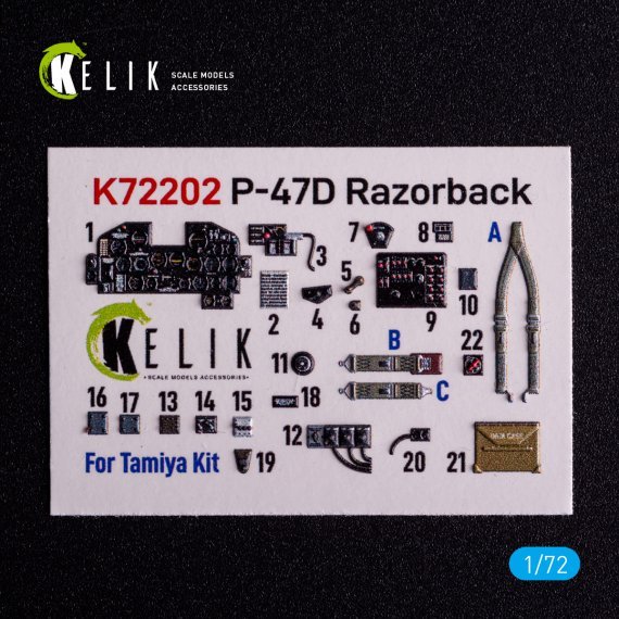 Kelik Cockpit 3D P-47D Thunderbolt Razorback 1/72
