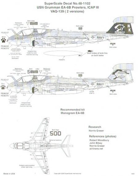 Microscale D�calcomanies EA-6B Prowler 1/48
