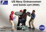 1/48 4x US Navy Ordnancemen and bomb cart (WW 2)