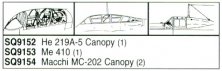 1/72 Macchi MC-202 Vacuform Canopy. (2) For Hasegawa kit