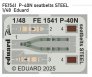1/48 P-40N seatbelts STEEL for Eduard