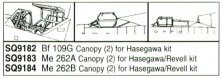 1/72 Me 262B Vacuform Canopy. For Hasegawa & Revell kits