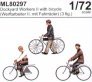 1/72 3 x Dockyard workers with etched bicycles image 1