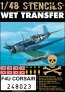 1/48 Vought F4U Corsair Stencils Wet Transfers