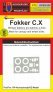 1/72 Fokker C.X wheels and canopy canopy frame paint mask
