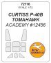 1/72 Curtiss P-40B Tomahawk + wheels masks
