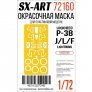 1/72 Paint mask Lockheed P-38J/L/F for Hasegawa