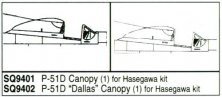 1/32 P-51D Canopy. 1 piece. For Hasegawa kit