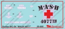1/35 Dodge WC-54 MASH-4077 Decal for US Army military ambulance