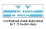 1/72 Air Rhodesia decal sheet Heston steps