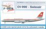 1/144 Convair CV-990. Decals Swissair, laser-printed decals